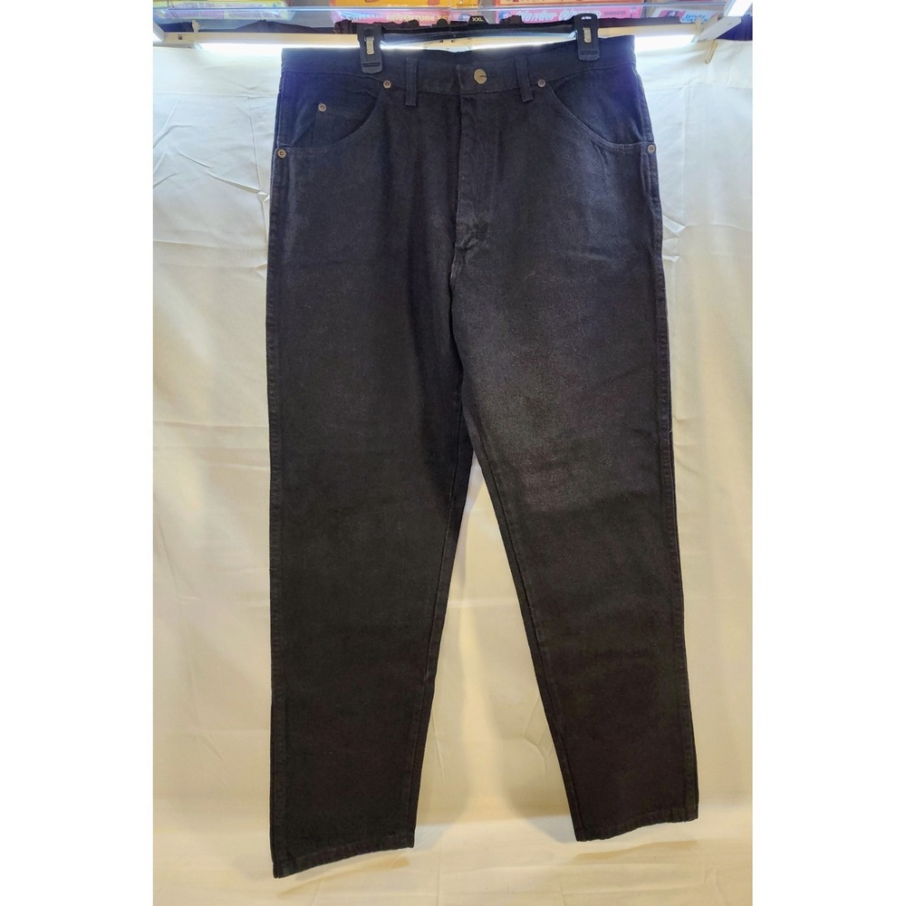 Wrangler Jeans Men's 36x32 Black Relaxed Fit Rugged Wear Cotton Denim Classic
